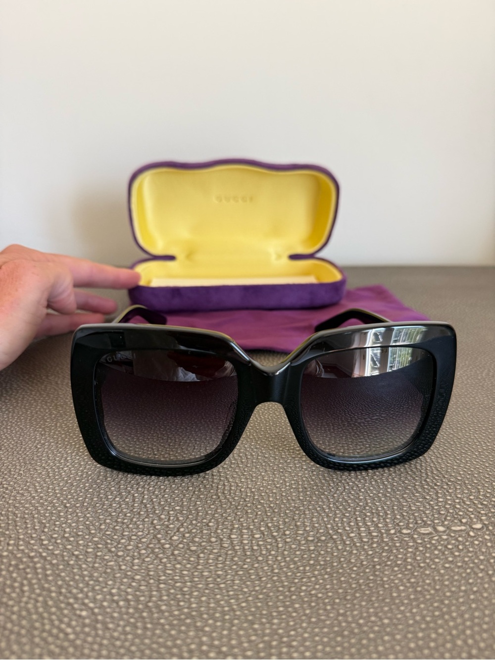 Gucci Black Gradient Oversized Square Sunglasses